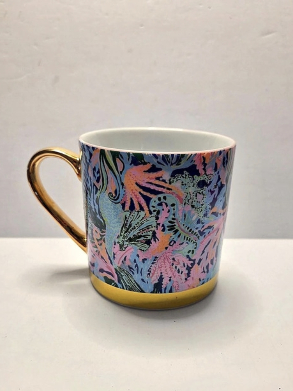 Lilly Pulitzer Bringing Mermaid Back Mug Floral Blue & Pink